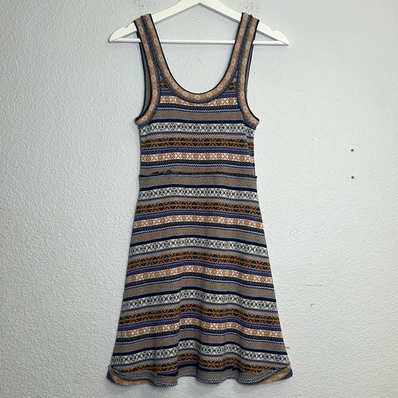Free People Women’s Size XSmall Nordic Fair Isle Sweater Tank Dress Mini Short - Picture 2 of 16